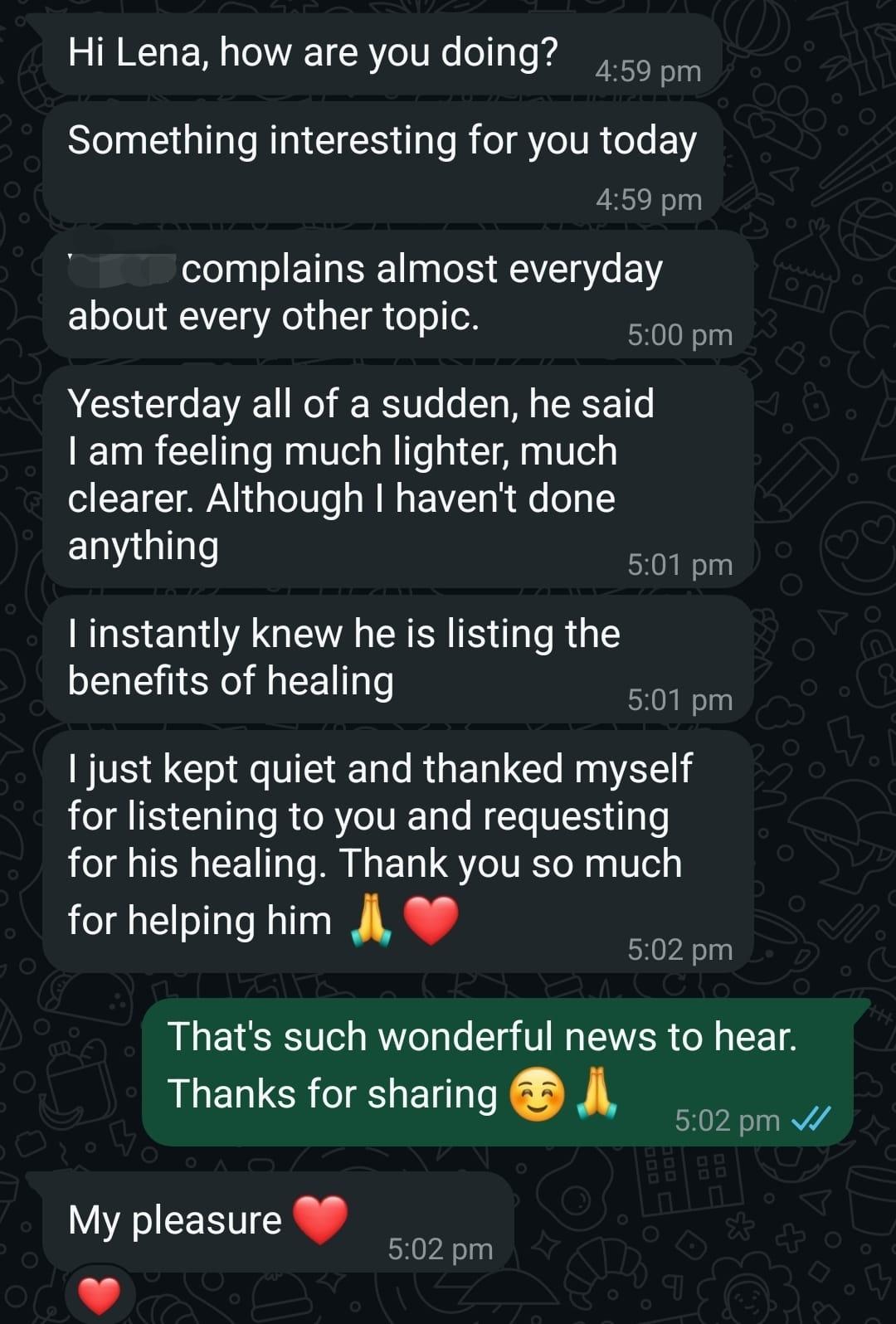 Real WhatsApp testimonial conversation 1