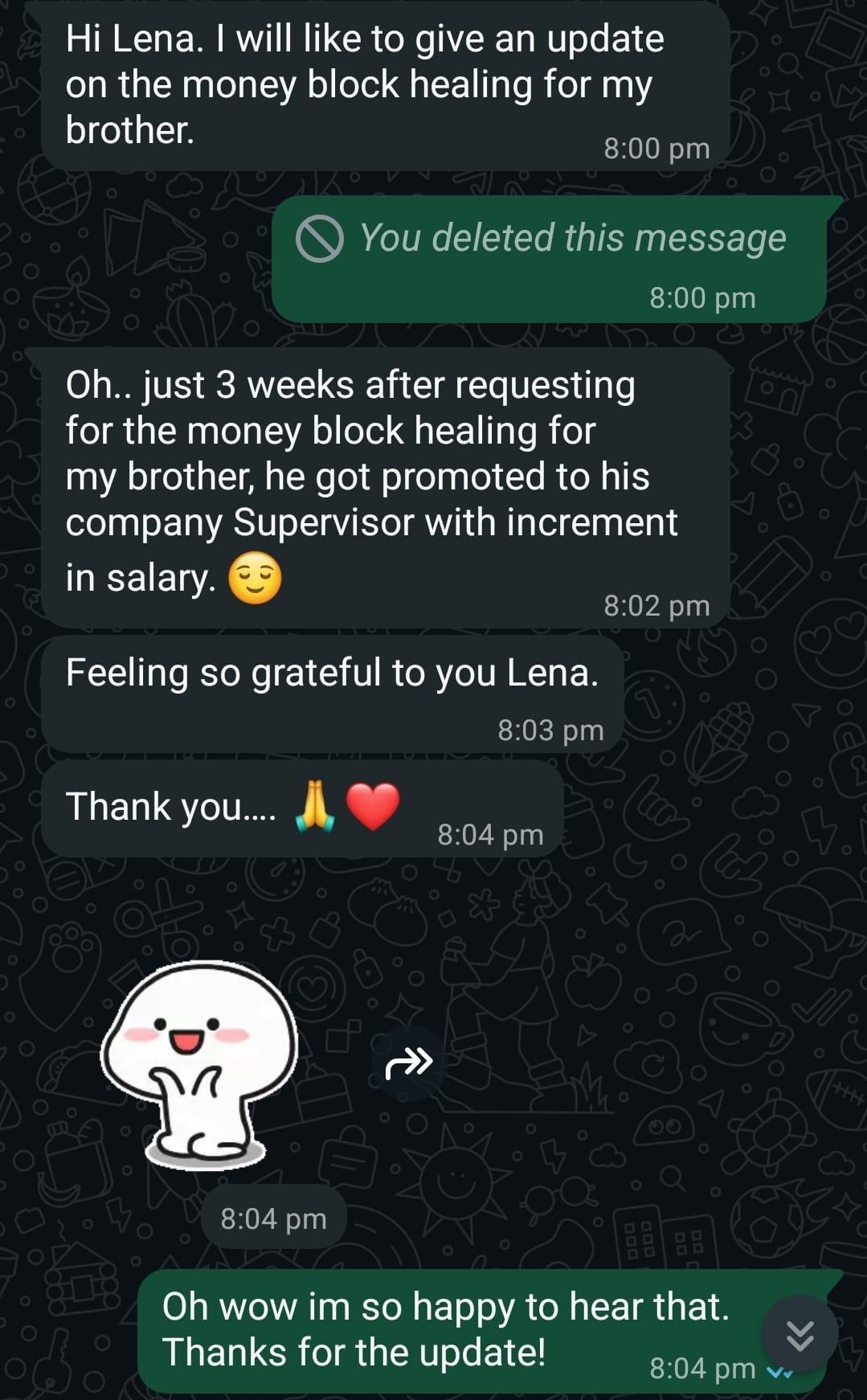 Real WhatsApp testimonial conversation 4