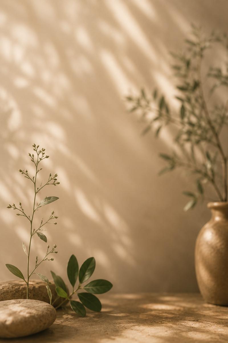 A quiet botanical still life in warm beige light